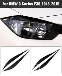 Décoration en Fiber de carbone phares sourcils paupières revêtement d'habillage pour BMW F30 20132018 série 3 accessoires voiture lumière autocollants 7328722