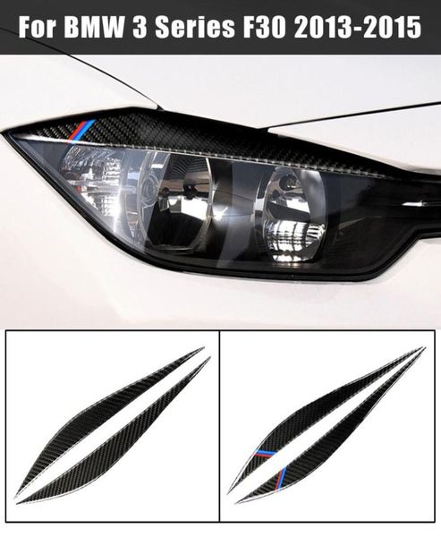 Decoración de fibra de carbono para faros, cejas, párpados, cubierta embellecedora para BMW F30 2013-2018, Serie 3, accesorios, pegatinas de luz de coche 7328722