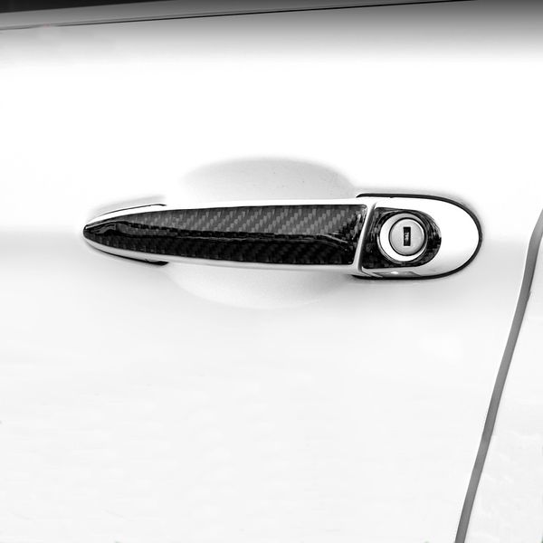 Pegatina de manija de puerta de fibra de carbono, cubierta decorativa, tira embellecedora, accesorios para BMW 1, 2, 3, 4 Series X1, F20, F30, F31, F34, E84, estilo de coche