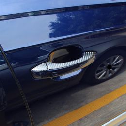 Poignées de porte en fibre de carbone décoration bandes de couverture pour Audi Q7 2016-2019 poignée de porte décalcomanie garniture voiture autocollants accessoires extérieurs241R