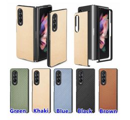 Fundas para teléfono con diseño plegable de fibra de carbono Dexterity Touchness para Samsung Galaxy Z Fold 3 2 5G Fold2 Funda protectora de cuerpo completo resistente a los golpes y a los arañazos