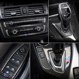 Koolstofvezel voor BMW 1 2 Serie F20 F21 F22 F23 Interieur Verslaafde Airconditioning CD Panel Deur Armrest Cover Trim Auto Sticker Accessoires