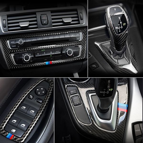 Fibre de carbone pour BMW série 1 2 F20 F21 F22 F23 changement de vitesse intérieur climatisation CD panneau porte accoudoir couverture garniture voiture autocollant A266d