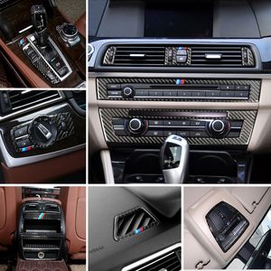 Fibre de carbone pour BMW série 5 F10 F18 2011-2017 voiture intérieur changement de vitesse climatisation CD panneau porte accoudoir couverture garniture voiture autocollant