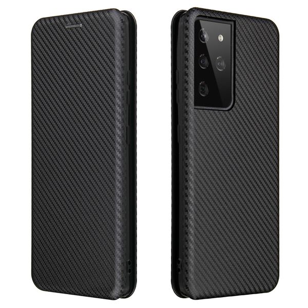 Fibre de carbone pour Samsung Galaxy S21 Ultra étui magnétique livre support carte portefeuille de protection en cuir Galaxy S21 FE Plus A12 M12 A02s A32 A52 A72 couverture