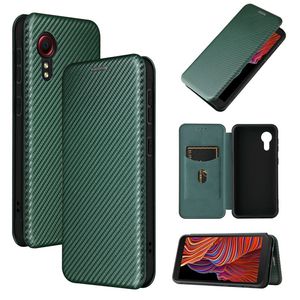 Funda de fibra de carbono para Samsung Galaxy Xcover 5 A12 A22 A32 A42 A52 A72, soporte magnético para libros, tarjetero, funda protectora de cuero