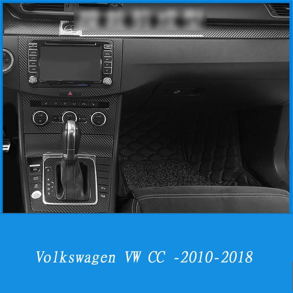 Fibra de carbono para Volkswagen VW CC 2010-2018, pegatinas interiores de película de coche, consola central, tablero de instrumentos, manija de puerta de aire, Panel de elevación