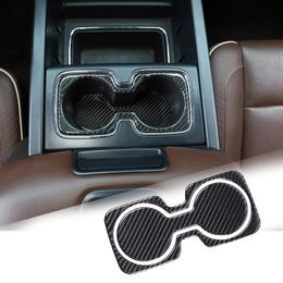 Portavasos delantero de fibra de carbono, alfombrilla de soporte de anillo para Chevrolet Silverado 2014-2018, accesorios interiores para automóviles, negro