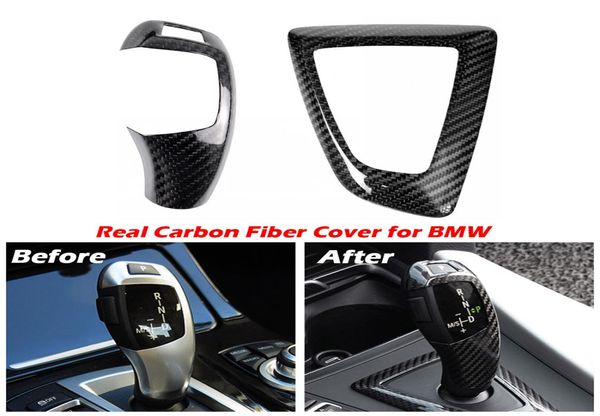 Perilla de palanca de cambios y cubierta de panel de fibra de carbono para BMW 1 2 3 4 Series F20 F21 F22 F23 F30 F34 F35 F36 F10 F11 F07 F18 F25 F26 F15 F15374600
