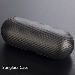 Cazas de fibra de carbono Caja de gafas de sol negras Caja de sol de almacenamiento de cuero Damas de gafas de protección de gafas de sol 240521