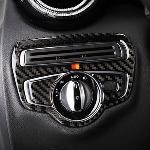 Autocollant de style de voiture de garniture de cadre de commutateur de phare de Fiber de carbone pour Mercedes classe C W205 C180 C200 GLC accessoires
