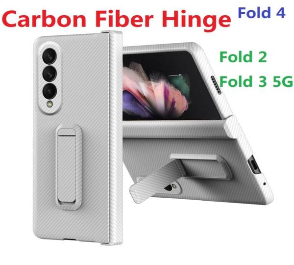 Fundas con bisagras de fibra de carbono para Samsung Galaxy Z Fold 4 Fold 2 Fold 3 5G, funda con soporte, Protector de pantalla de película de vidrio, cubierta dura 2640925