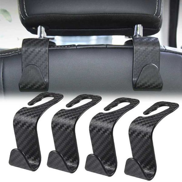 Ganchos de fibra de carbono para reposacabezas de asiento de coche, colgador de almacenamiento Universal, soporte organizador para asiento trasero de coche, accesorios de Interior de coche