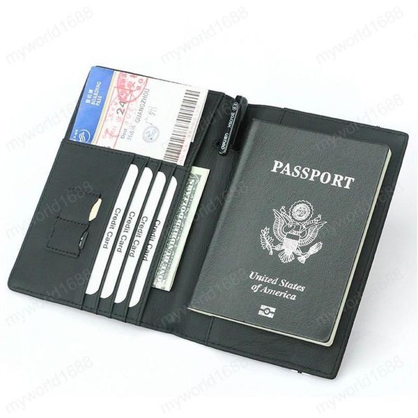 Funda de pasaporte RFID de microfibra de fibra de carbono, banda elástica de cuero, billetera para documentos de viaje, bolsa de identificación, soporte para pasaporte 245s