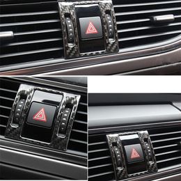 Koolstofvezel Middenconsole Security Warning Light Frame Decoratieve Trim Strip voor Audi A6 C7 2012-16 Auto Styling