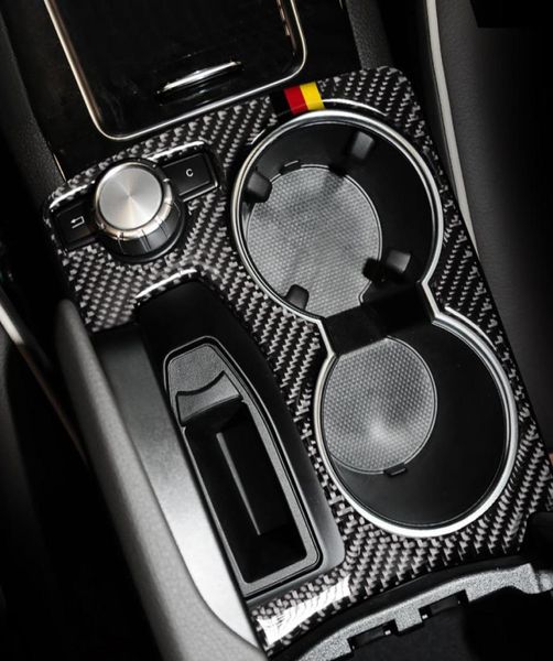 Couverture de panneau de repose-main multimédia en Fiber de carbone, autocollants de style de voiture pour mercedes GLK 20082015, accessoires 2789986