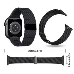 Patrón de fibra de carbono Hebilla plegable Cadena de bambú Pulsera liviana Pulsera Correa Bandas Correa de reloj para Apple Watch 3 4 5 6 7 8 SE Ultra iWatch 38 40 41 42 44 45 49 mm