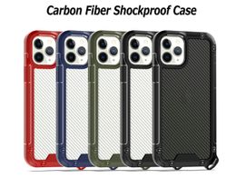 Carbon Fiber Patroon Shockproof Case voor iPhone 12 11 Pro Max XS XR 6 7 8 Plus SE 2020 Note 20 Ultra K51