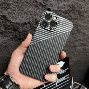 Funda de teléfono de fibra de carbono iPhone 13 12 11 Pro Max Funda protectora de lujo trasera ultrafina Cubierta de PC dura a prueba de golpes