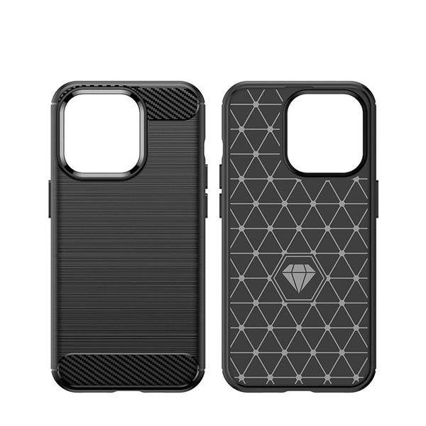 Coques de téléphone en fibre de carbone Couverture arrière souple Protecteur de bouclier robuste et souple pour iPhone 15 14 13 12 11 pro max X Xs XR 7 7P 8 8plus