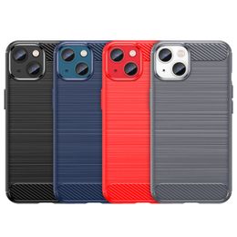 Étuis de téléphone en fibre de carbone Armure robuste Antichoc Slim Soft TPU Cover pour iPhone 15 14 13 12 mini 11 pro X XS MAX XR 8 7 Plus Samsung S23 S22 ultra A14 A33 A53 A73