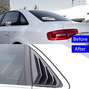 Autocollants de volets de couverture de décoration de panneau triangulaire de fenêtre arrière en Fiber de carbone pour Audi A4 B8 2009-2016 accessoires de style de voiture 236x