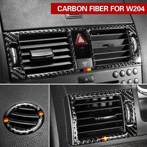 Fibre de carbone Refit voiture intérieur autocollants tableau de bord sortie d'air centrale cadre revêtement d'habillage pour mercedes classe C W204 2007-2010