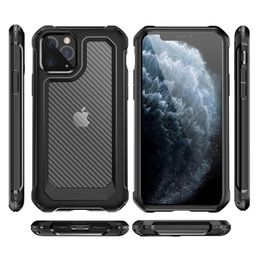 Koolstofvezel Schokbestendige Heavy Duty Phone Cases voor iPhone 13 12 11 Pro Max XS XR X 6 7 8 Plus SE2 Samsung S20 Ultra