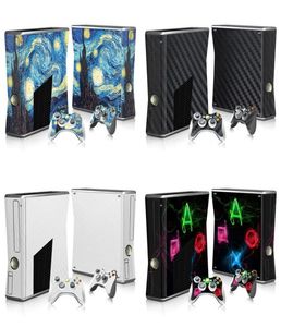 Couvercle d'autocollant pour la peau en fibre de carbone pour Microsoft Xbox 360 Slim Decal Skin Console 2PCS Controle Skin Sticker 2104255176273