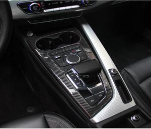 Autocollant en Fiber de carbone panneau de boîte de changement de vitesse de commande de voiture porte-gobelet d'eau cadre couverture garniture accessoires pour A4 A5 b9 S5 2017 2020 Car-Stling3245334