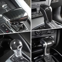 Autocollant en Fiber de carbone, autocollant de couverture de cadre de tête de poignée de changement de vitesse de Console de style de voiture pour Audi A3 A4 A5 A6 A7 Q2 Q5 Q7 S3 S4 S5 S6 S7302G