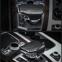 Pegatina de fibra de carbono para consola de estilo de coche, manija de cambio de marchas, cubierta de marco de cabeza, pegatina para Audi A3, A4, A5, A6, A7, Q2, Q5, Q7, S3, S4, S5, S6, S7309Y