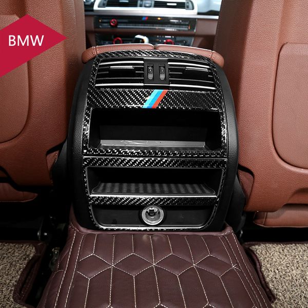 Pegatina de fibra de carbono para BMW 5 series F10 F18, cubierta de consola central para coche, salida de aire acondicionado, marco decorativo de ventilación, accesorio automático 206m