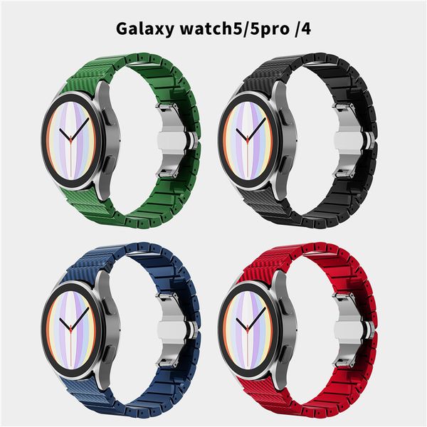 Bracelet de sangle en fibre de carbone pour Samsung Galaxy Watch 4/5/5 PRO CURVED SEAKUND SEAKED BUTTERFLY BOUCLE BANDE 45MM 44MM 46MM