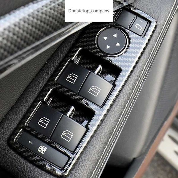 Etiqueta engomada del marco del botón de elevación de la ventana del coche del estilo de fibra de carbono para Mercedes Benz A B C E GLE GLA CLA GLK clase W176 W204 W212 W166 W218