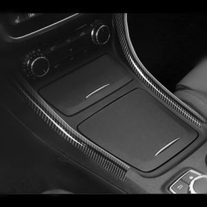 Boîte de rangement de Console centrale en Fiber de carbone, 2 pièces, bandes de garniture pour Mercedes Benz GLA X156 CLA C117 classe A 2013 – 18 ABS