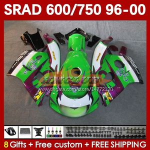 Kit carrosserie pour SUZUKI SRAD GSXR 750 600 CC GSXR600 GSXR750 1996-2000 168No.53 GSX-R750 GSXR-600 1996 1997 1998 1999 2000 600CC 750CC 96 97 98 99 00 MOTO Carénage vert noir