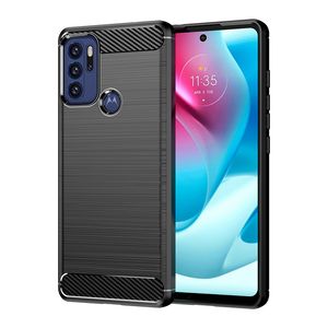 Étuis antichoc en fibre de carbone Texture étuis de protection en Silicone souple pour Motorola Moto G60S