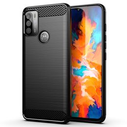 Koolstofvezel textuur schokbestendig deksel beschermende slim fit zachte TPU siliconen behuizing voor Motorola Moto G50