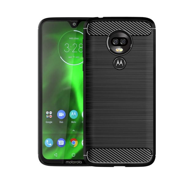 Funda protectora a prueba de golpes con textura de fibra de carbono, funda protectora de silicona TPU suave ajustada para MOTO G6 G7 PLUS E4 E5 PLAY P30 Note Play One Pro