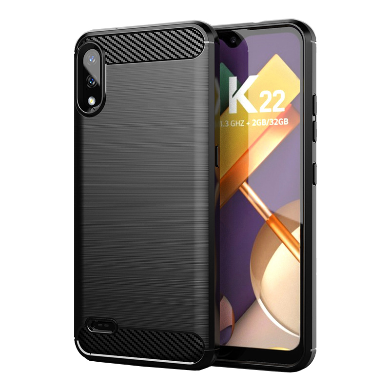 Carbon Fiber Texture Shockproof Cover Protective Slim Fit Soft TPU Silicone Case for LG K22