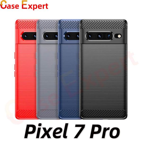 Coques en TPU texturées en fibre de carbone pour iPhone 14 Plus Pro Max Google Pixel 7 Pro 6A 5A 5 XL 4A 3A 3 2