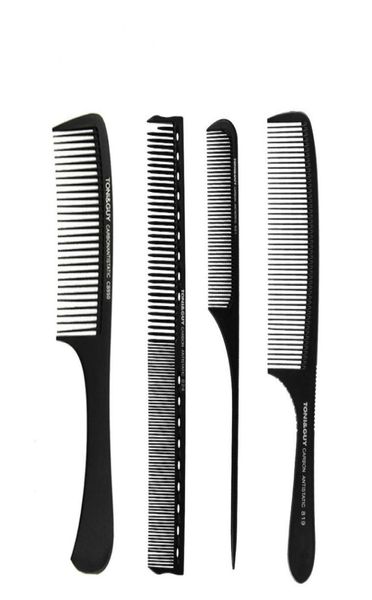 Fibre de carbone couverture tonique peigne pointe queues aiguille en acier Double brosse coupe de cheveux peigne en plastique brosse à cheveux 3835952