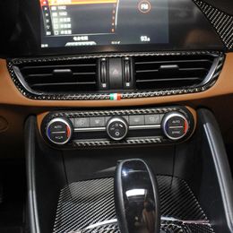 Fibre de carbone voiture centre sortie d'air cadre décoration garniture autocollant voiture-style pour Alfa Romeo Giulia Stelvio 2017 2018 accessoires281i