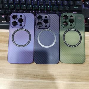 Koolstofvezel magnetische harde telefoon kitkers draadloos opladen voor iPhone 14 Pro Max plus iPhone14 13 12 11 Shockproof Camera Lens Protective Ultrathin Back Cover