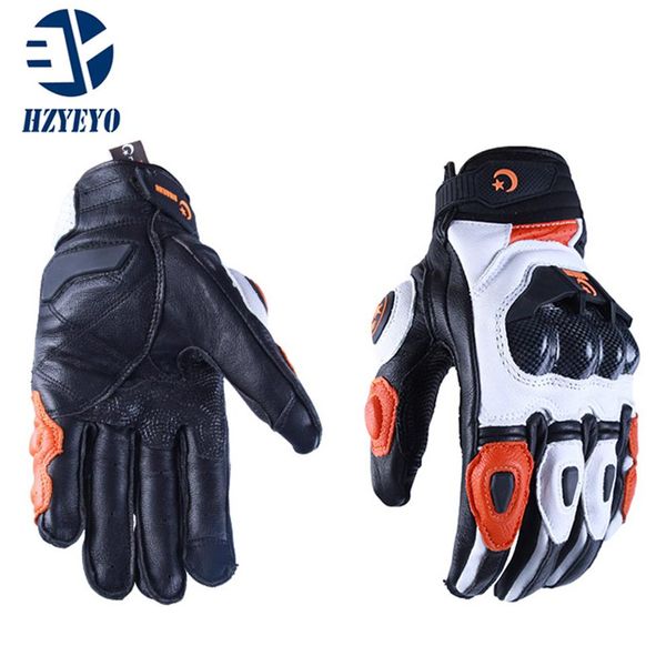 Guantes de fibra de carbono para motocicleta, guantes de cuero con pantalla táctil para Moto, guantes de protección para hombres, guantes para ciclismo HZYEYO H-0043257