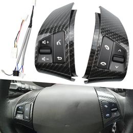 Botones de volante de fibra de carbono, interruptor de Control de música y volumen de Audio para Hyundai Elantra 2008 2009 2010