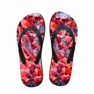 Carbon Grill Rouge Drôle Tongs Hommes Intérieur Pantoufles PVC EVA Chaussures Plage Sandales D'eau Pantufa Sapatenis Masculino L79A #