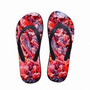 Carbon Grill Rouge Drôle Tongs Hommes Intérieur Pantoufles PVC EVA Chaussures Plage Sandales D'eau Pantufa Sapatenis Masculino 201R #