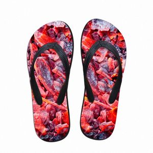 Carbon Grill Red Funny Flip Flops Hombres Interior Zapatillas de casa PVC EVA Zapatos Playa Sandalias de agua Pantufa Sapatenis Masculino D2Uw #